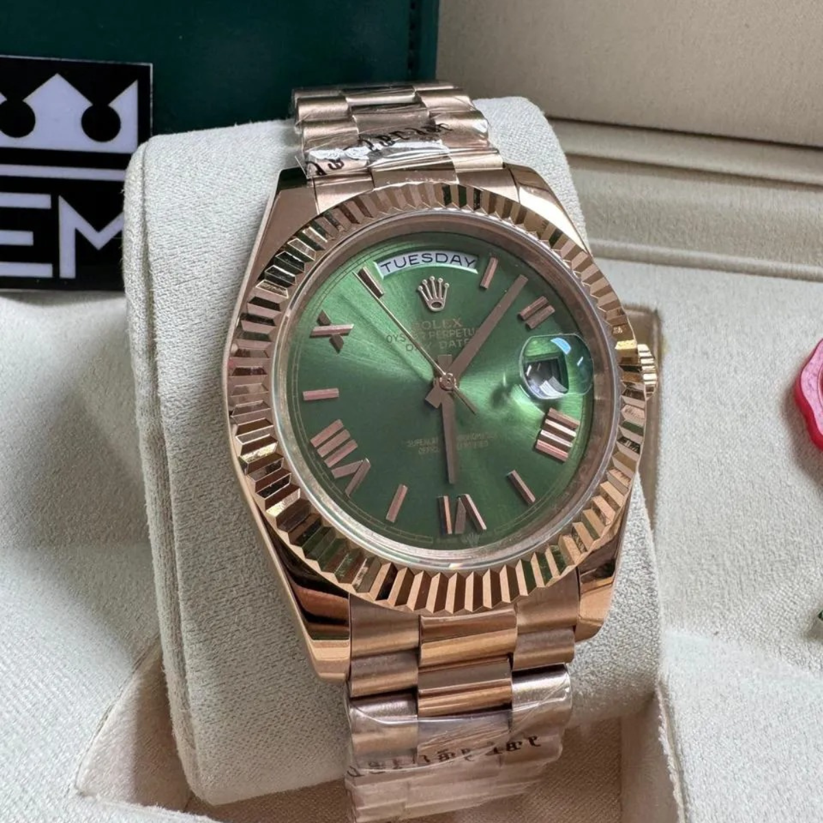 Rolex Day-Date 40 – Green Dial with Roman Numerals B