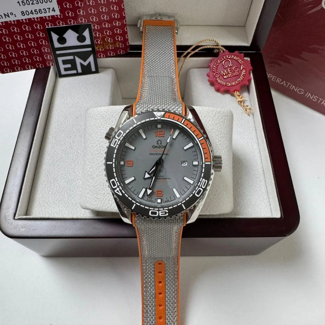 Omega Seamaster Planet Ocean “Co-Axial Chronometer” – Gray/Orange | Professional Diver 600M