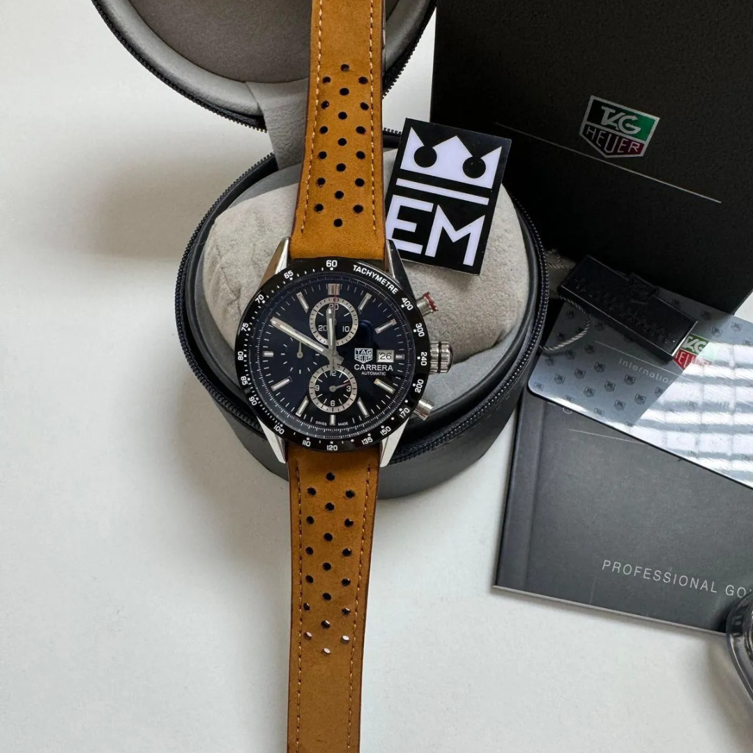 TAG Heuer Carrera Chronograph Black – Automatic | Suede Leather Strap