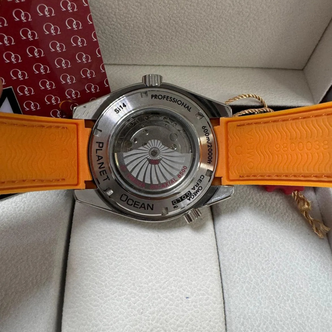 Omega Seamaster Planet Ocean “Co-Axial Chronometer” – Blue/Orange | White Dial