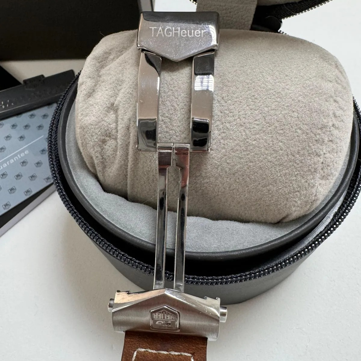 TAG Heuer Carrera Chronograph Black Brown Leather Strap