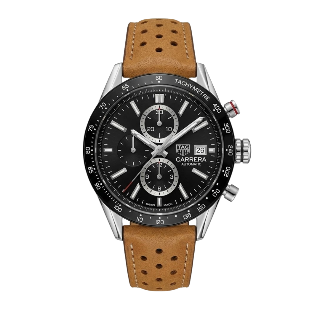 TAG Heuer Carrera Chronograph Black – Automatic | Suede Leather Strap